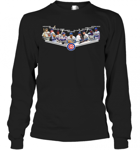 Chicago Cubs Players Team Signature T-Shirt Long Sleeved T-shirt 