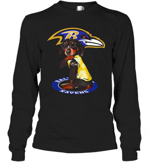 Dachshund Baltimore Ravens T-Shirt Long Sleeved T-shirt 