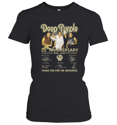 Deep Purple 52Nd Anniversary 1968 2020 Signatures Thank You For The Memories T-Shirt Classic Women's T-shirt