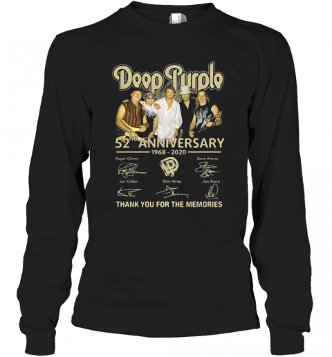Deep Purple 52Nd Anniversary 1968 2020 Signatures Thank You For The Memories T-Shirt Long Sleeved T-shirt 