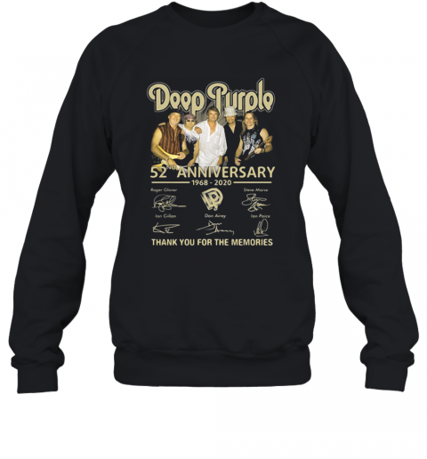 Deep Purple 52Nd Anniversary 1968 2020 Signatures Thank You For The Memories T-Shirt Unisex Sweatshirt