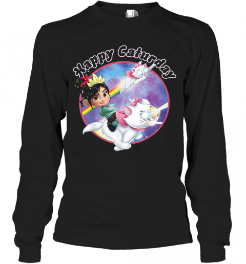 Disney Wreck It Ralph Vanellope Rainbow Galaxy Caturday T-Shirt Long Sleeved T-shirt 