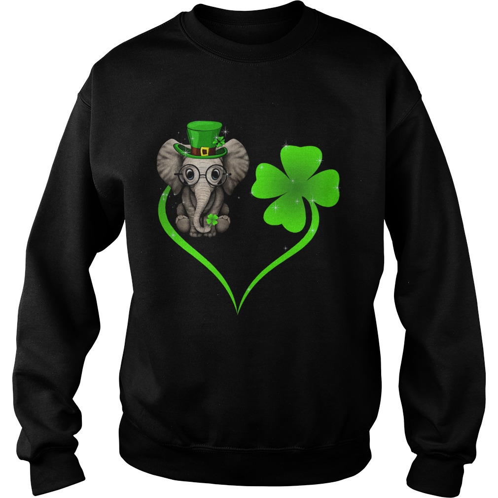 Elephant Lucky Heart Shamrock St Patricks Day Sweatshirt