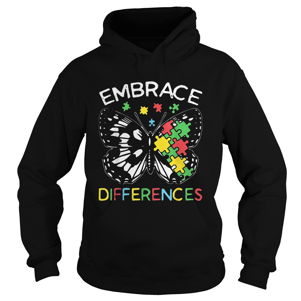 Embrace Differences Autism Butterfly Puzzle Piece Hoodie