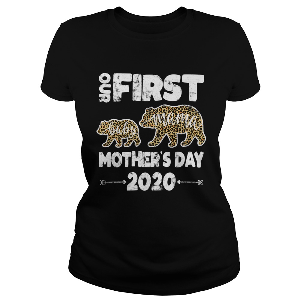 First mothers day mom baby bear Leopard Plaid new mom Classic Ladies