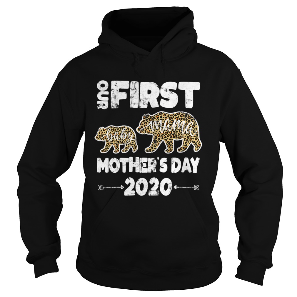 First mothers day mom baby bear Leopard Plaid new mom Hoodie