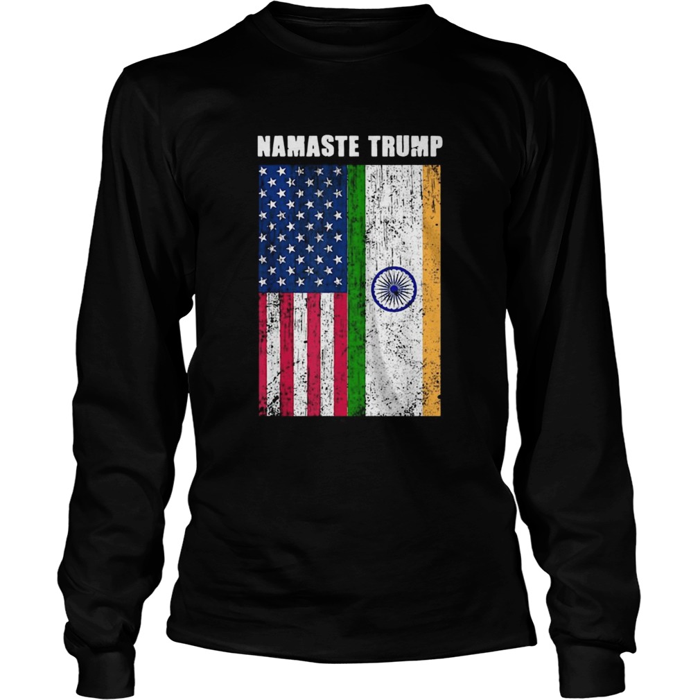 Flag American India Namaste Trump Visits India 2020 Long Sleeve