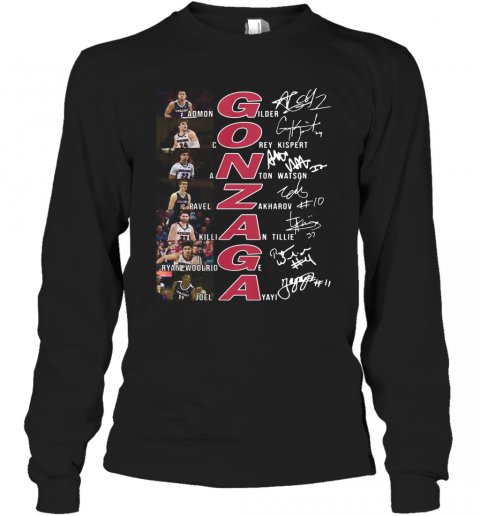 Gonzaga Basketball All Team Signature T-Shirt Long Sleeved T-shirt 