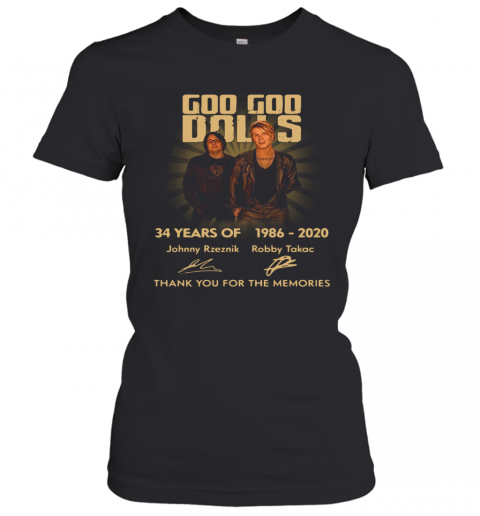 Goo Goo Dolls 34 Years Of 1986 2020 Thank You For The Memories Signatures T-Shirt Classic Women's T-shirt