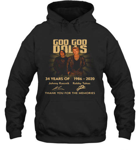 Goo Goo Dolls 34 Years Of 1986 2020 Thank You For The Memories Signatures T-Shirt Unisex Hoodie