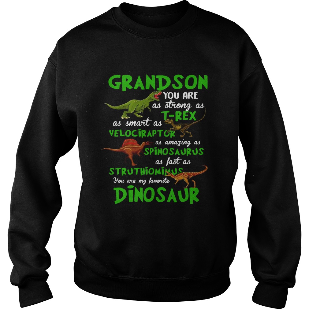 Grandson You Are As Strong As Trex As Smart As Velociraptor As Amazing As Spinosaurus Dinosaur shi Sweatshirt