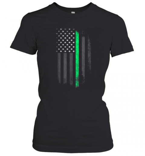 Green Line American Flag St Patrick'S Day T-Shirt Classic Women's T-shirt