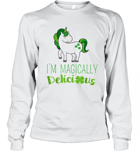 I'M Magically Delicious Unicorn St. Patrick'S Day T-Shirt Long Sleeved T-shirt 