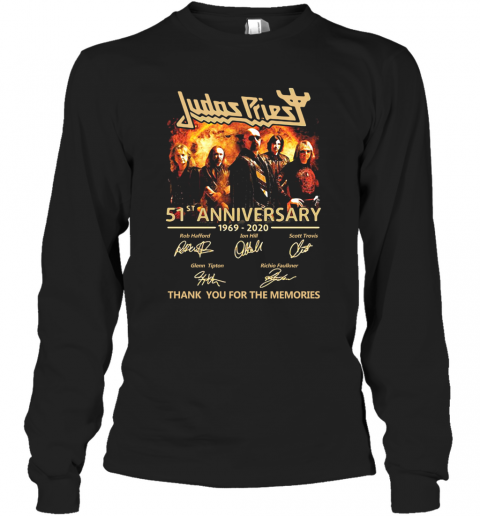 Judas Priest 51St Anniversary 1969 2020 Signatures Thank You For The Memories T-Shirt Long Sleeved T-shirt 