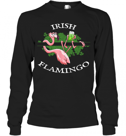 Lazy Irish Flamingo Shamrock Beer Mug St Pattys Day T-Shirt Long Sleeved T-shirt 