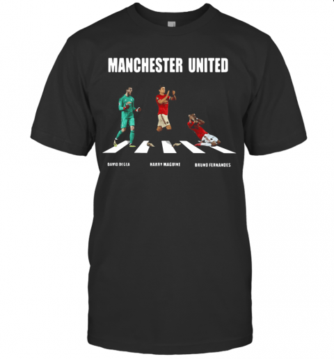 Manchester United Player Abbey Road David Degea Bruno Fernandes T-Shirt