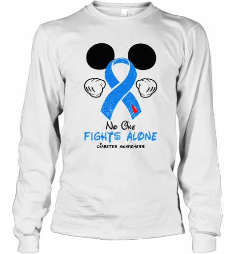 Mickey Mouse No One Fights Alone Diabetes Awareness T-Shirt Long Sleeved T-shirt 