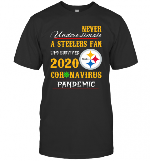 Never Underestimate A Steelers Fan Who Survived 2020 Coronavirus Pandemic T-Shirt