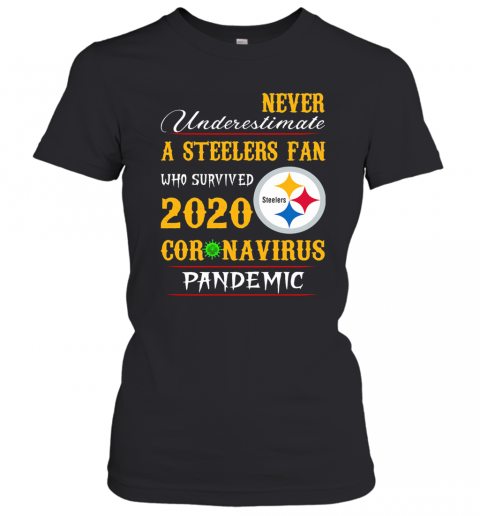 Never Underestimate A Steelers Fan Who Survived 2020 Coronavirus Pandemic T-Shirt Classic Women's T-shirt