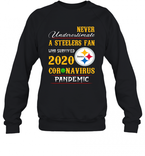 Never Underestimate A Steelers Fan Who Survived 2020 Coronavirus Pandemic T-Shirt Unisex Sweatshirt