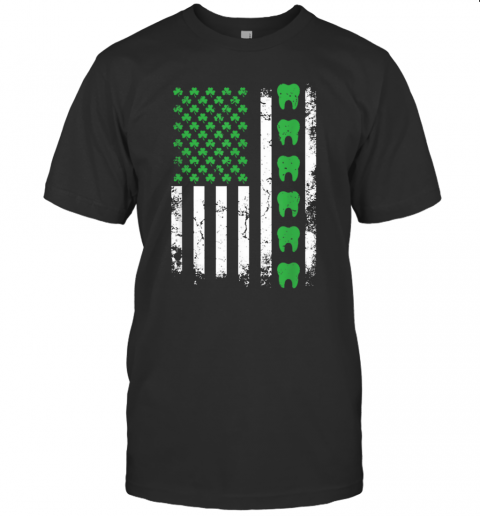 Nice Irish Dentist American Flag Us Tooth Dental St Patrick'S Day T-Shirt