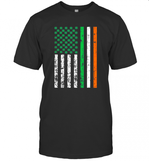 Nice St. Patricks Day Vintage Usa Flag Irish Flag Lucky Shamrock T-Shirt