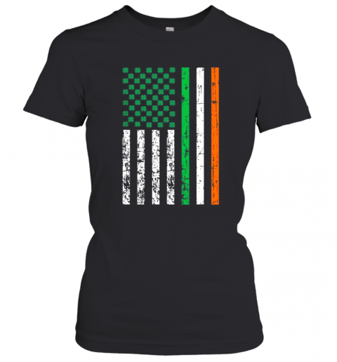 Nice St. Patricks Day Vintage Usa Flag Irish Flag Lucky Shamrock T-Shirt Classic Women's T-shirt