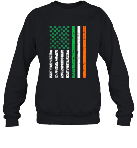Nice St. Patricks Day Vintage Usa Flag Irish Flag Lucky Shamrock T-Shirt Unisex Sweatshirt