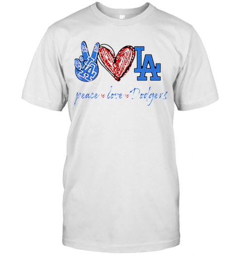 Peace Love Dodgers Logo T-Shirt