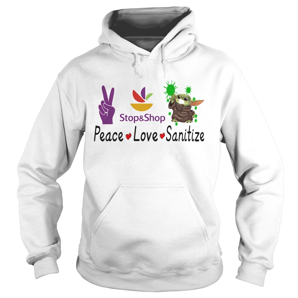 Peace love stop and stop sanitize baby yoda Hoodie