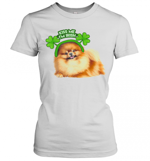 Pomeranian Lucky Shamrock Kiss Me I'M Irish St. Patricks Day T-Shirt Classic Women's T-shirt