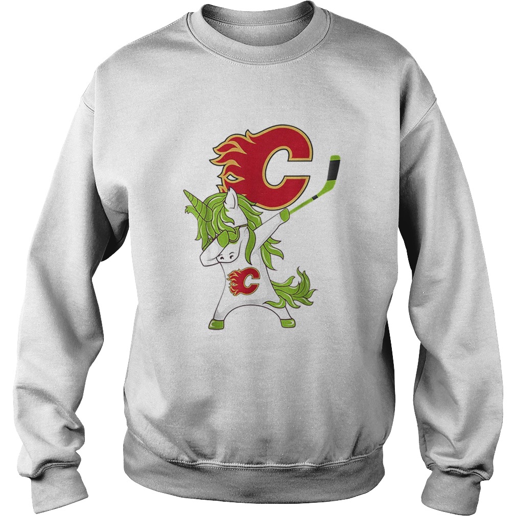 Pretty St Patrick Day Dabbing Unicorn Hockey Stick Calgaryflame Sweatshirt