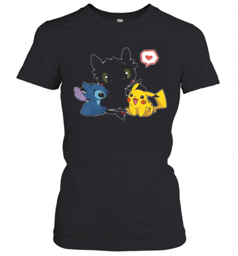 Pretty Stick Night Fury And Pikachu Cute Friendship T-Shirt Classic Women's T-shirt