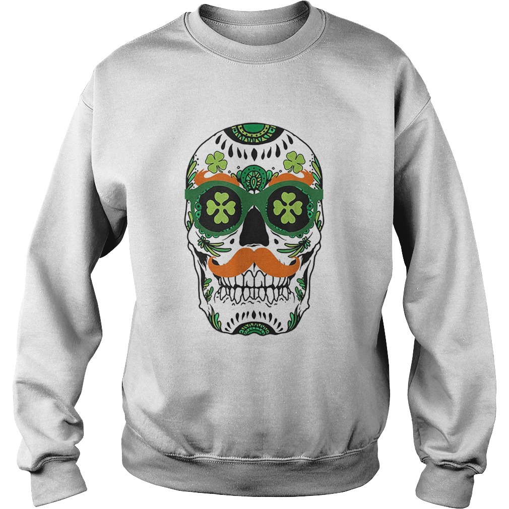 Pretty Sugar Skull St Patricks Day St Pat Day Skeleton Sweatshirt