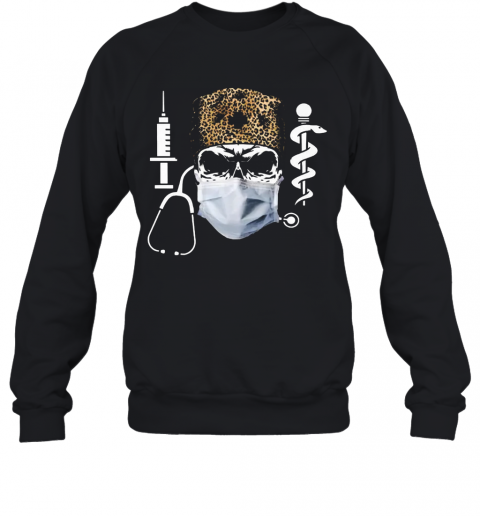 Skull Nurse Leopard Coronavirus T-Shirt Unisex Sweatshirt