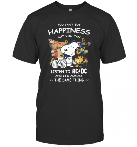 Snoopy And Woodstock You Can'T Buy Happiness But You Can Listen To ACDC T-Shirt