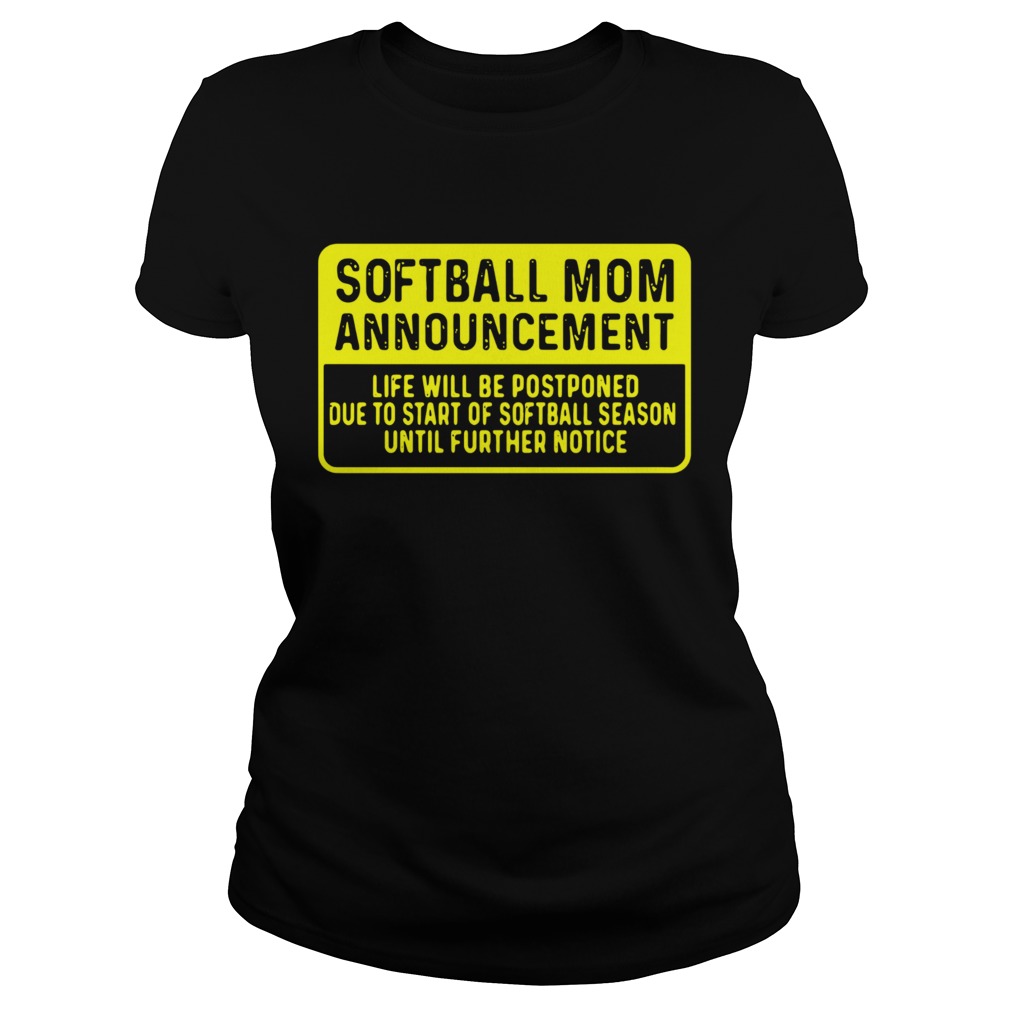 Softball Mom Announcement Classic Ladies