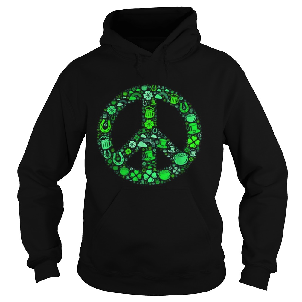 St Patrick Day Gifts for Men Women Hippie Peace Love Hoodie