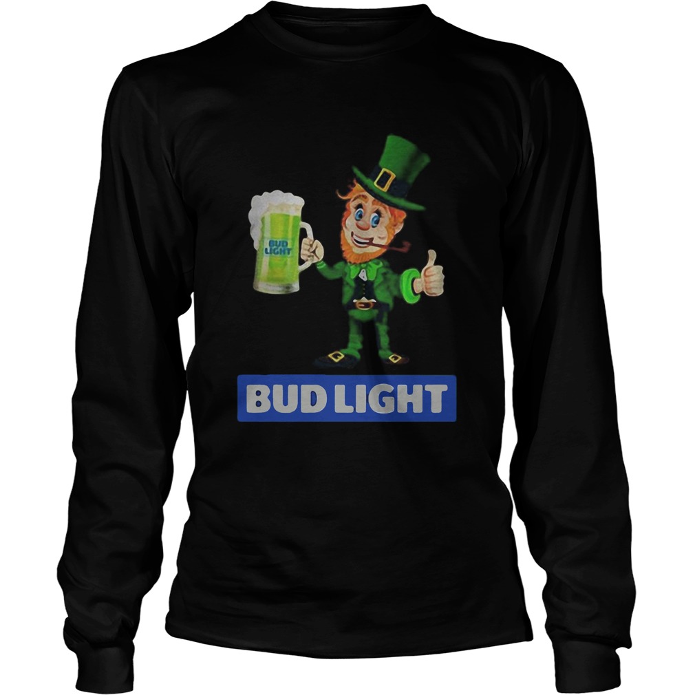 St Patricks Day Leprechaun Drinking Bud Light Long Sleeve