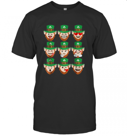 St. Patrick Day Emoji Funny Leprechaun Faces T-Shirt