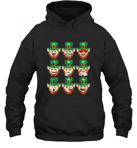 St. Patrick Day Emoji Funny Leprechaun Faces T-Shirt Unisex Hoodie