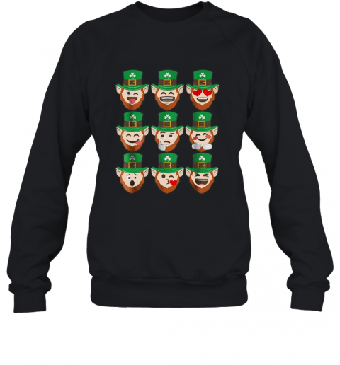 St. Patrick Day Emoji Funny Leprechaun Faces T-Shirt Unisex Sweatshirt