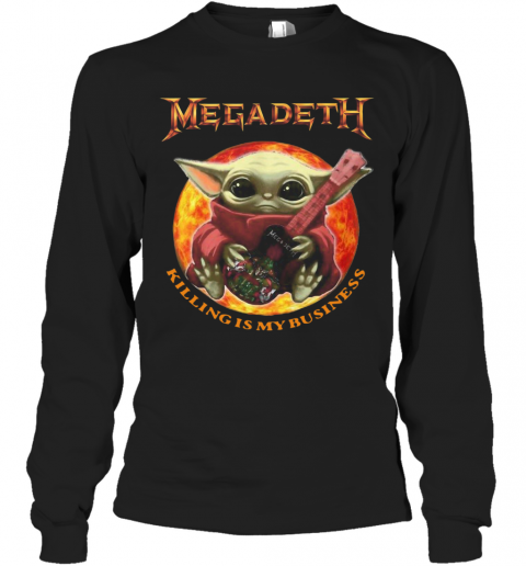 Star Wars Baby Yoda Hug Guitar Megadeth Killing Is My Business T-Shirt Long Sleeved T-shirt 
