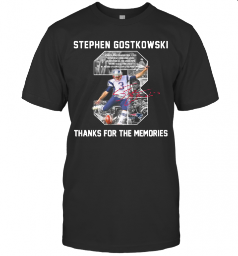 Stephen Gostkowski 3 Signature Thanks For The Memories T-Shirt