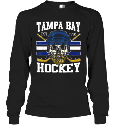 Tampa Bay Hockey Est 1992 Bearded Skull T-Shirt Long Sleeved T-shirt 