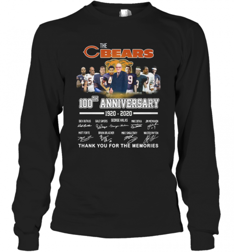 The Chicago Bears 100Th Anniversary 1920 2020 Thank You For The Memories T-Shirt Long Sleeved T-shirt 