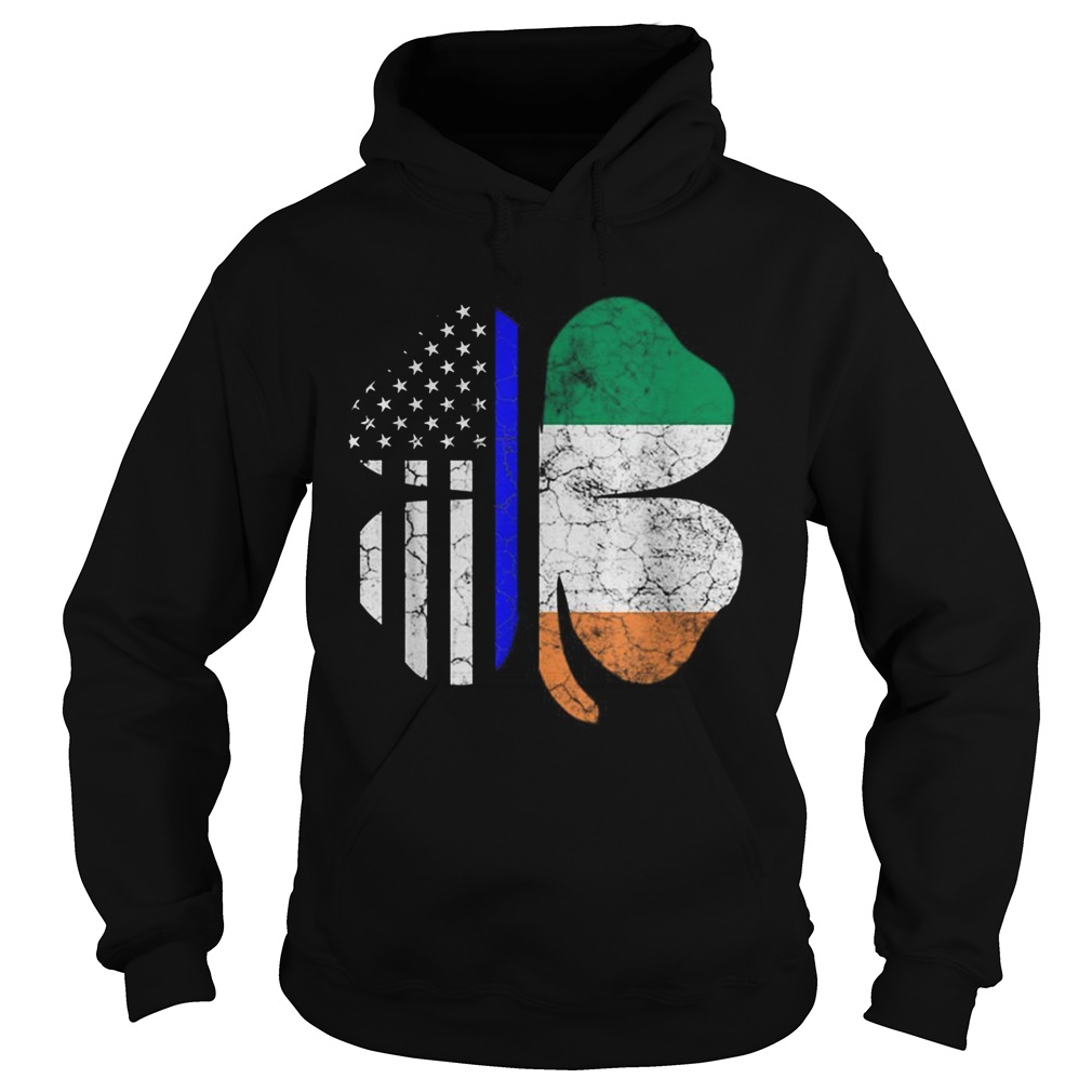 Thin Blue Line St Patricks Day American Irish Flag Police Hoodie
