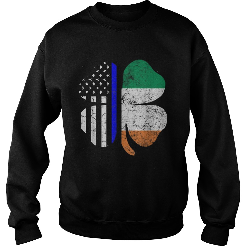 Thin Blue Line St Patricks Day American Irish Flag Police Sweatshirt