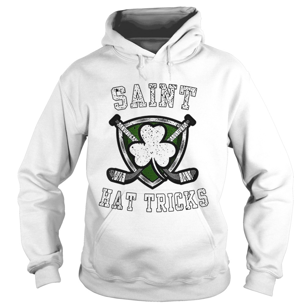 Top Happy Saint Hat Tricks Day St Patricks Day Funny Ice Hockey Hoodie