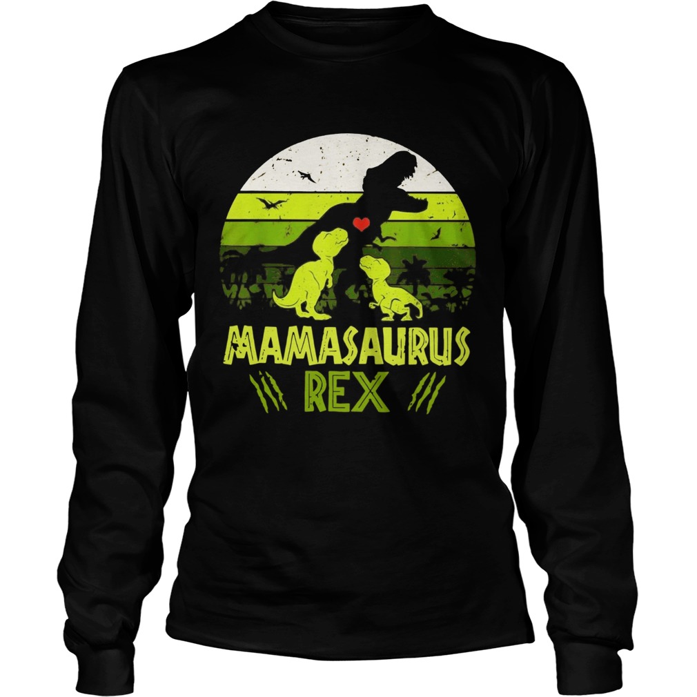 Vintage Retro 2 Kids Mamasaurus Dinosaur Lover Long Sleeve
